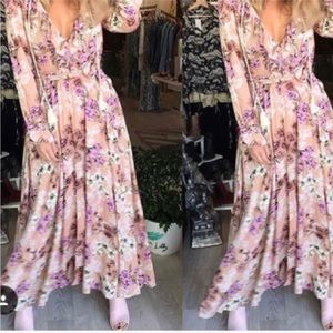 JAASE Floral Ruffle Neck Maxi Dress.
